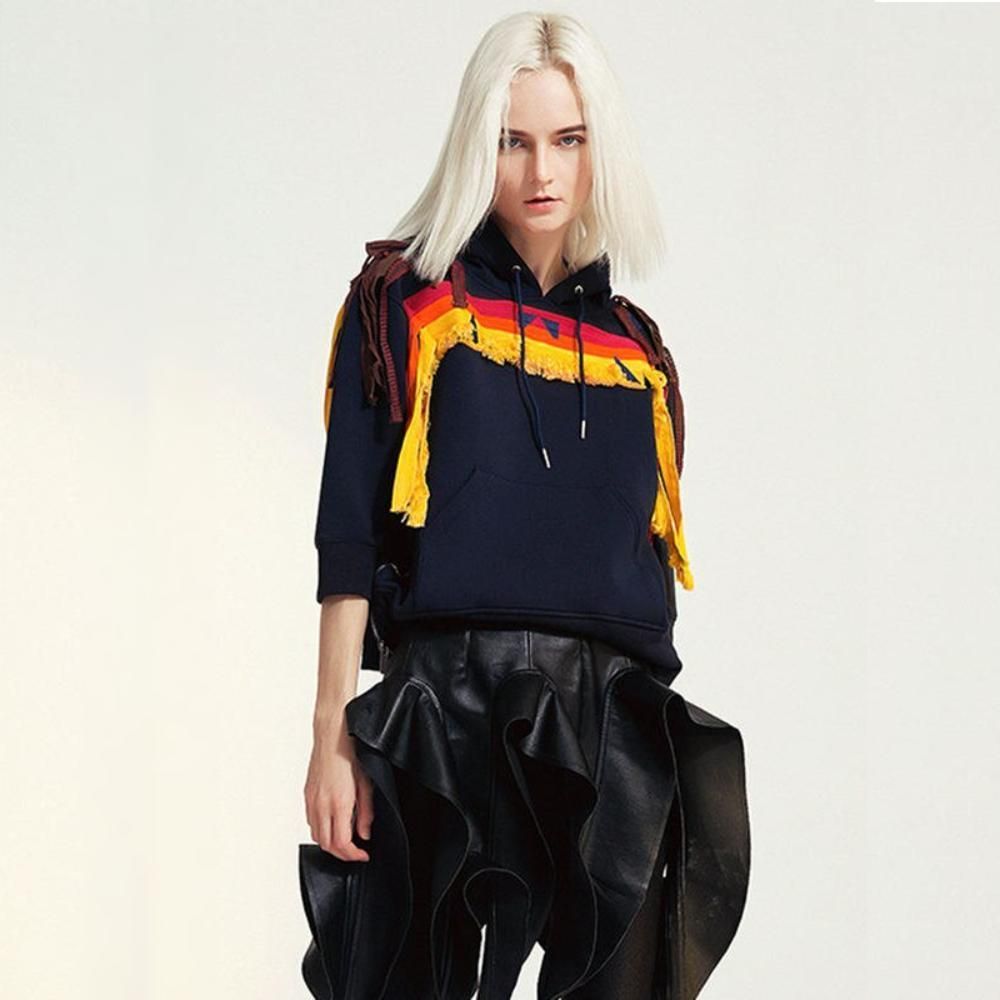 Contrast-Detail Hooded Sweatshirt