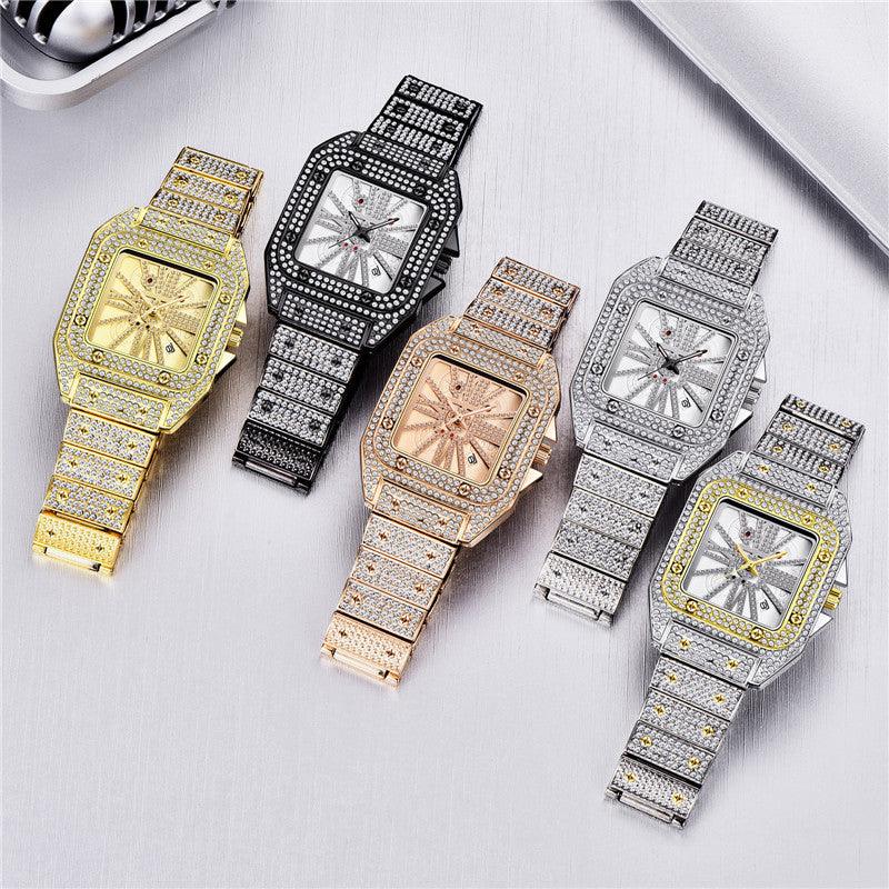 Hip Hop Full Diamond Large Dial Men's Quartz Watch - Trendha