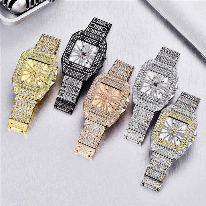 Hip Hop Full Diamond Large Dial Men's Quartz Watch - Trendha