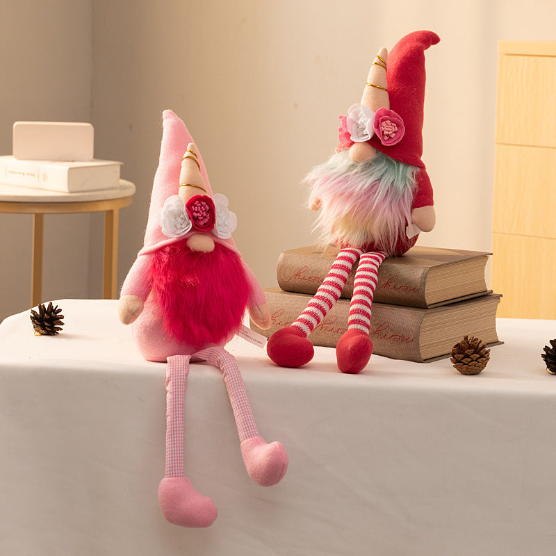 Pink Christmas Gnome Doll with Dangling Legs