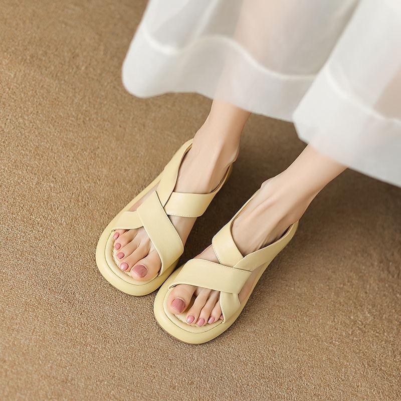Split-Leather Platform Sandals