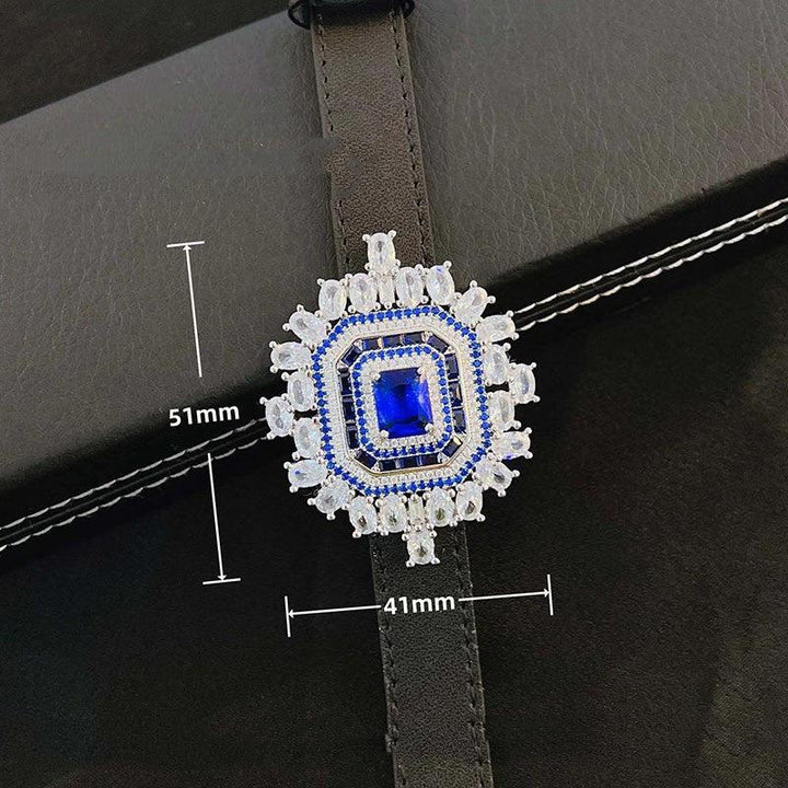 Elegant Sapphire And Diamond Watch With Necklace - Trendha