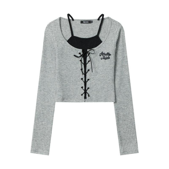 Embroidered Knitted Cardigan Long-sleeved T-shirt Women's Short Top - Trendha