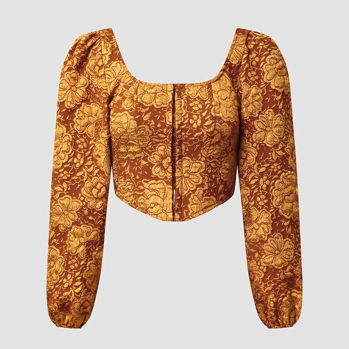 Embroidered Small Tank Top With Long Sleeved Buttons - Trendha