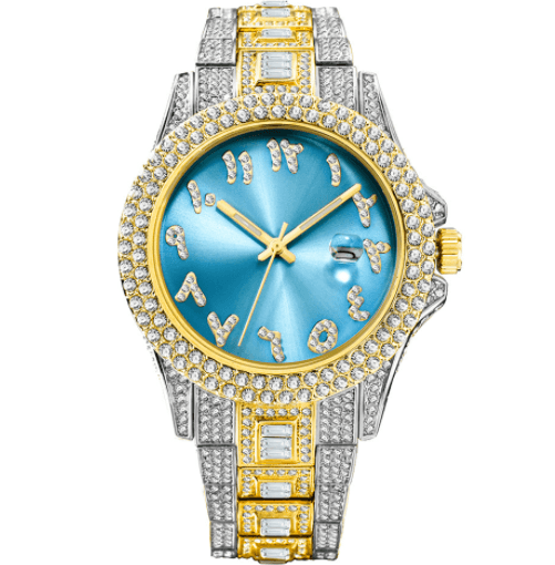 European And American Hip Hop Diamond Full Diamond Business Men's Waterproof Quartz Watch - Trendha