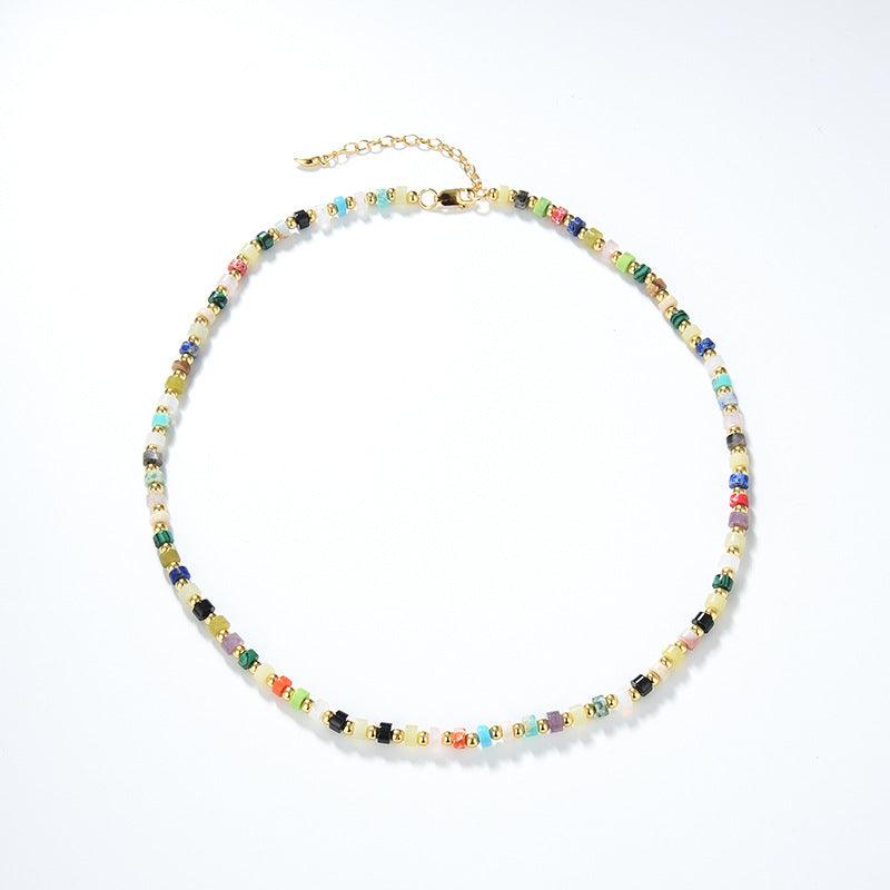 European And American Multi Gem Turquoise Shoushan Stone Necklace - Trendha