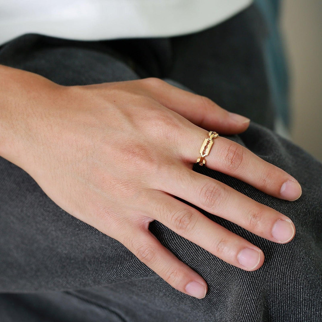 European And American Trendy Black Blade Titanium Steel Ring - Trendha