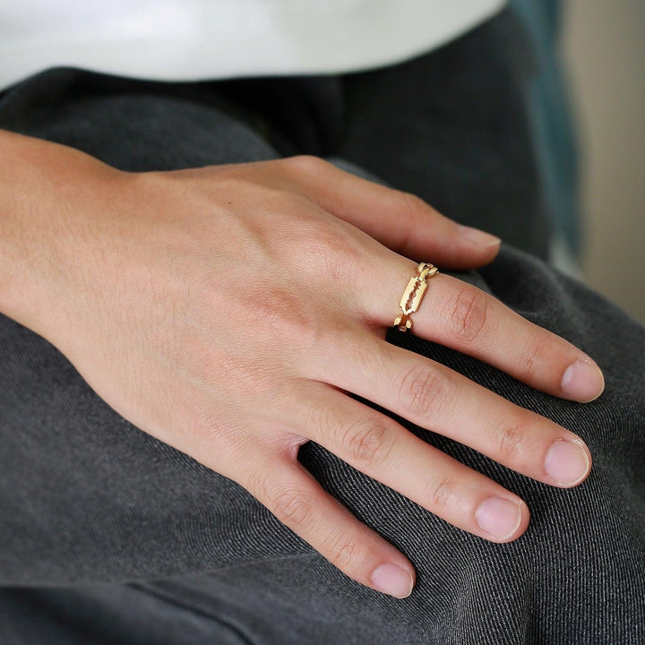 European And American Trendy Black Blade Titanium Steel Ring - Trendha