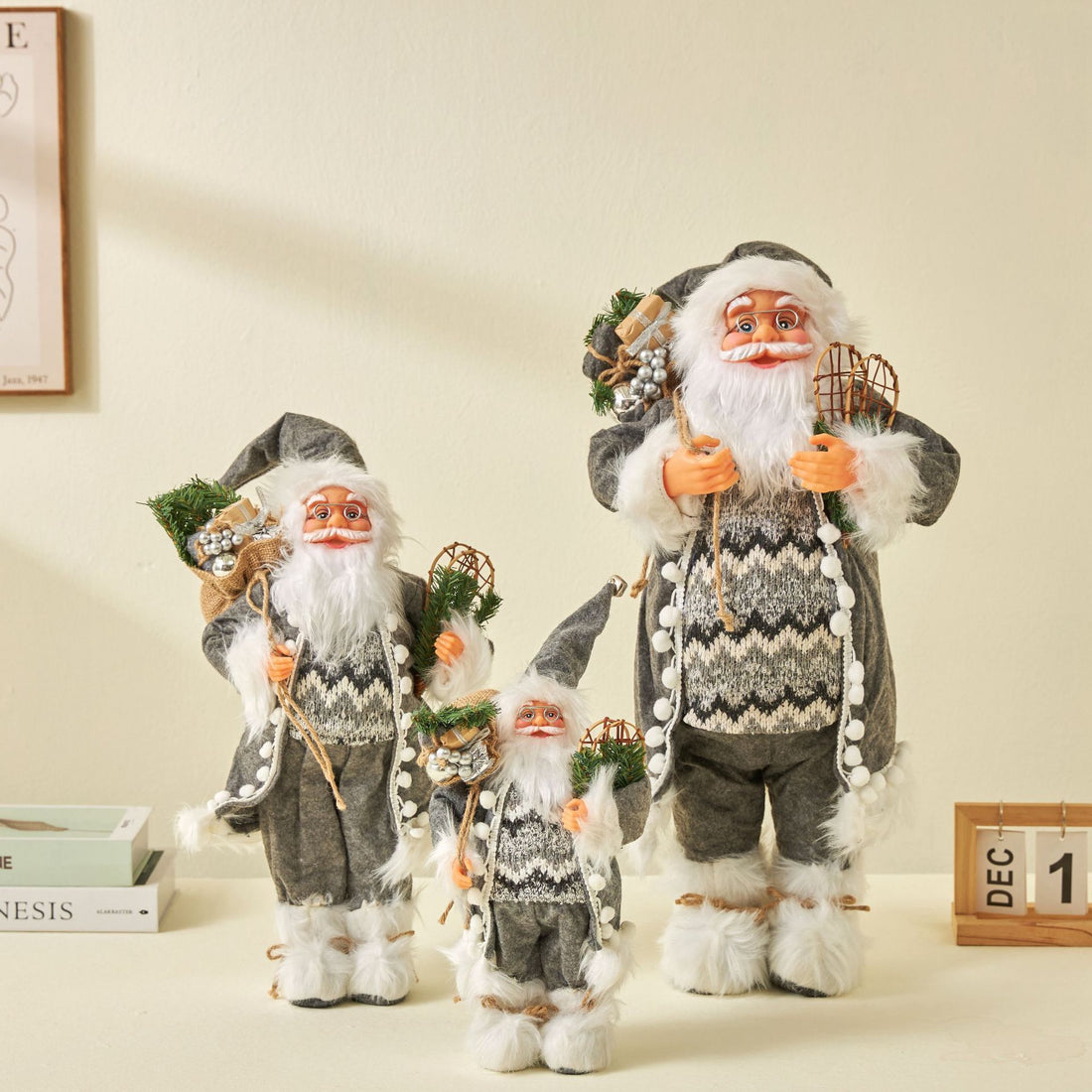 Grey Christmas Santa Figure