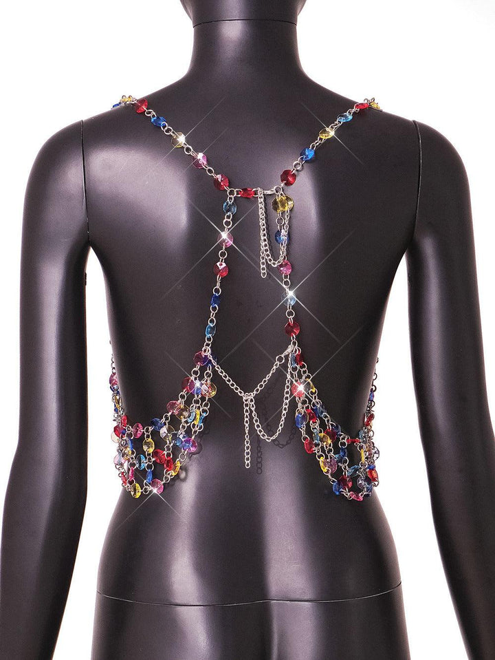 Fashion Color Gem Stitching Vest - Trendha