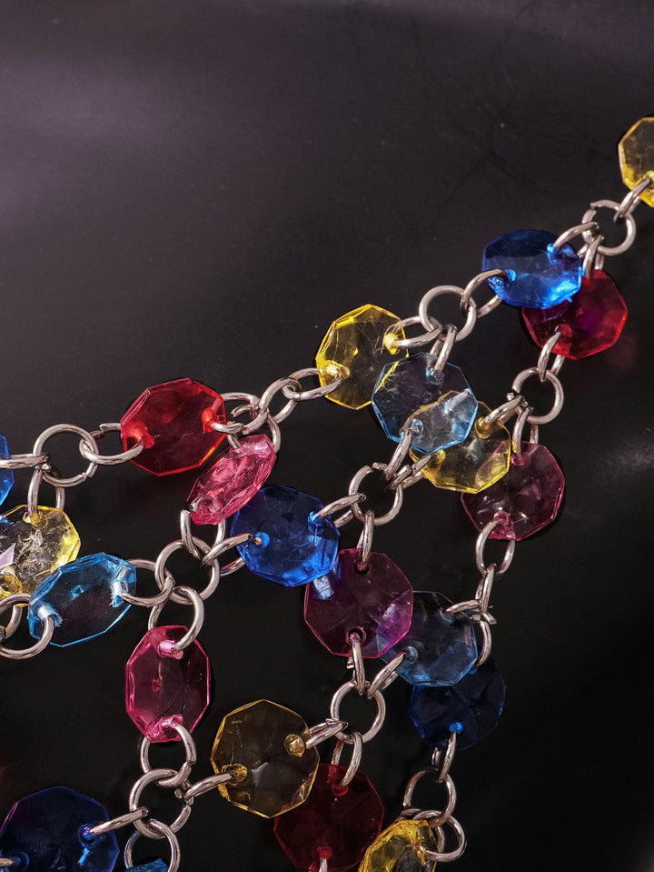 Fashion Color Gem Stitching Vest - Trendha