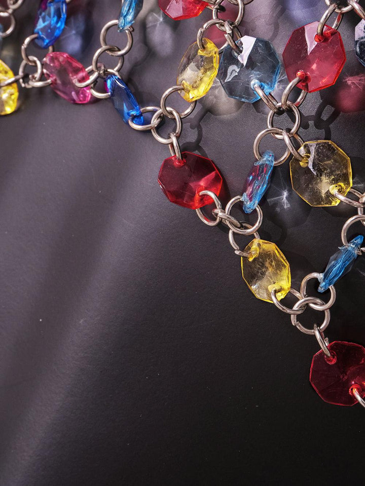 Fashion Color Gem Stitching Vest - Trendha