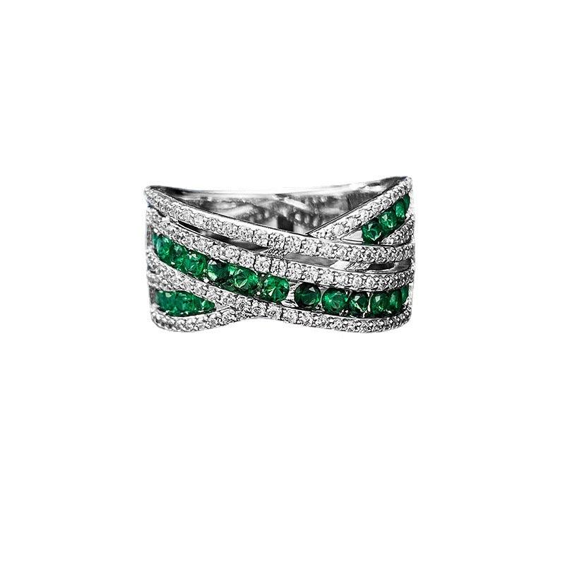 Fashion Emerald Row Love Interwoven Ring - Trendha