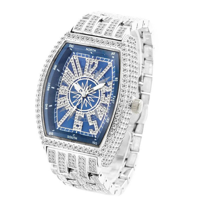Fashion Personality Full Diamond Barrel Digital Men's Watch - Trendha