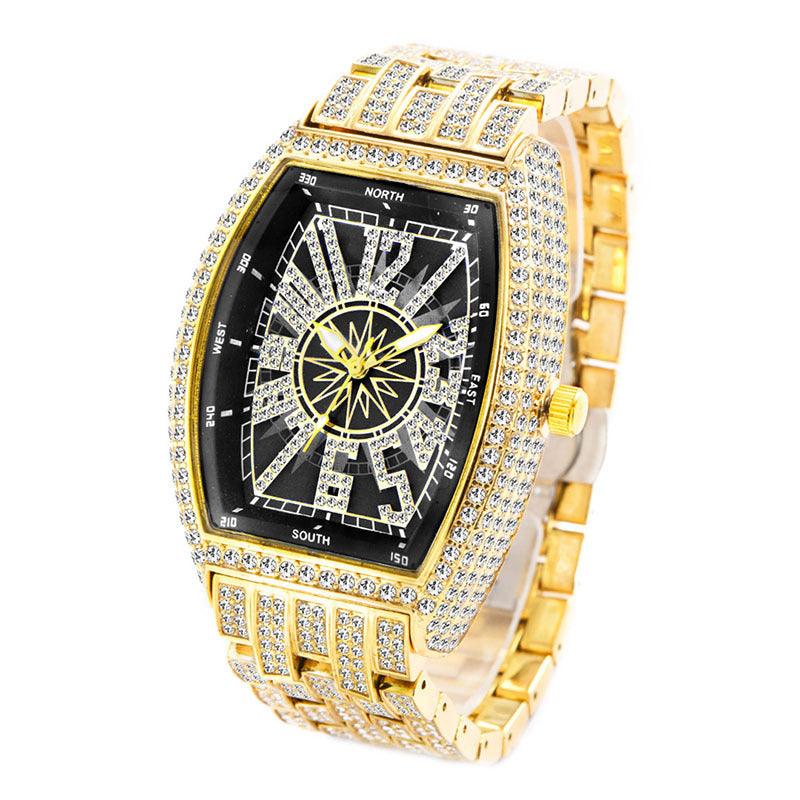 Fashion Personality Full Diamond Barrel Digital Men's Watch - Trendha