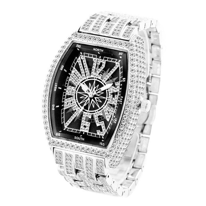 Fashion Personality Full Diamond Barrel Digital Men's Watch - Trendha