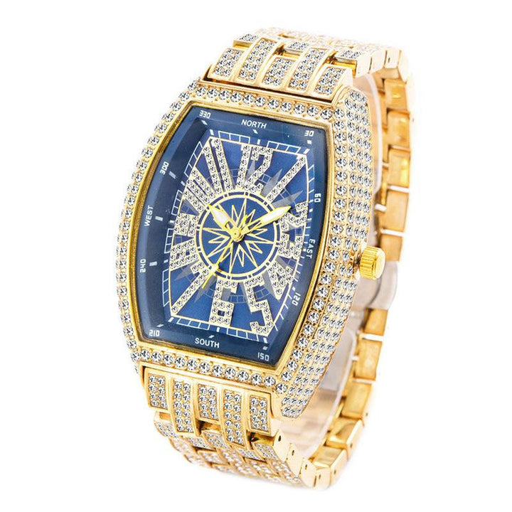 Fashion Personality Full Diamond Barrel Digital Men's Watch - Trendha