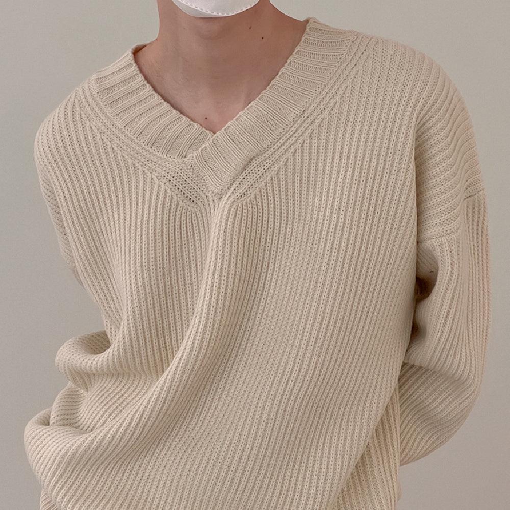 Fashion V-neck Sweater Men's Long Sleeve - Trendha