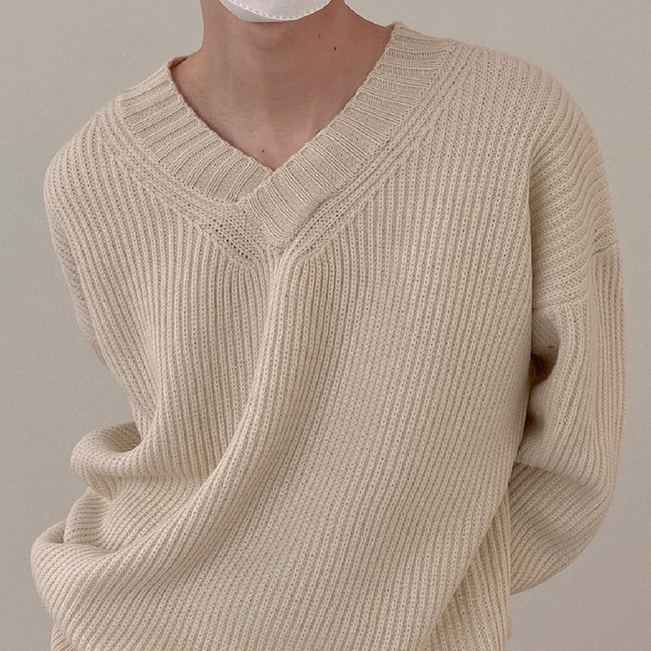 Fashion V-neck Sweater Men's Long Sleeve - Trendha