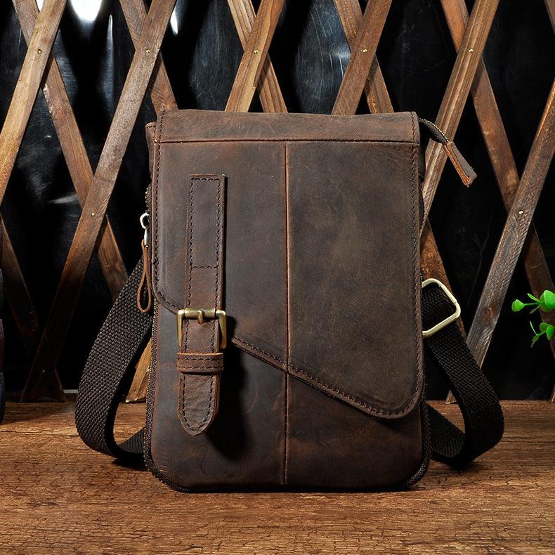 First Layer Oil Wax Leather Cowhide 8 One Shoulder Oblique Cross Chest Bag