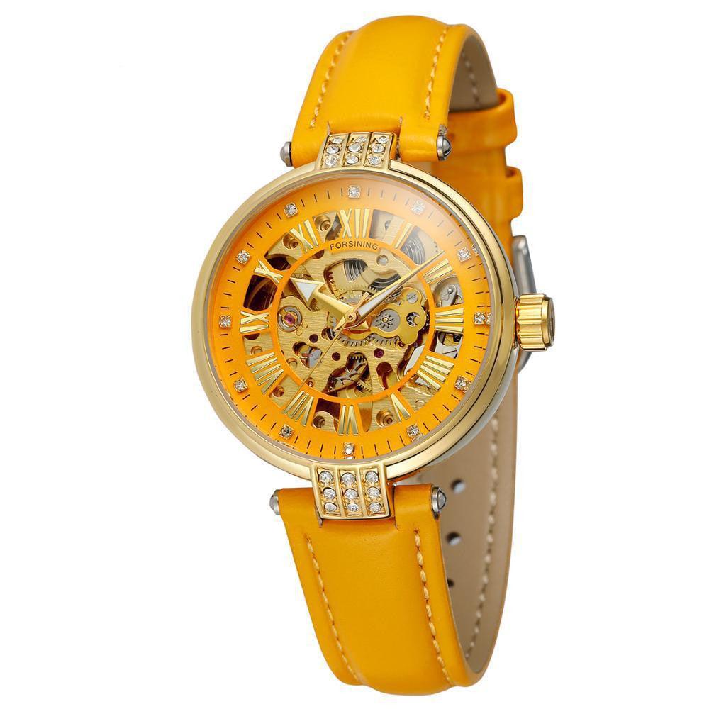 Forsining Ladies Fashion Casual Hollow Waterproof Automatic Mechanical Watch - Trendha
