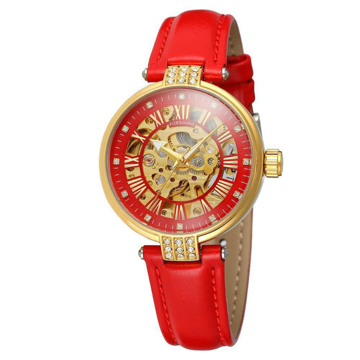 Forsining Ladies Fashion Casual Hollow Waterproof Automatic Mechanical Watch - Trendha