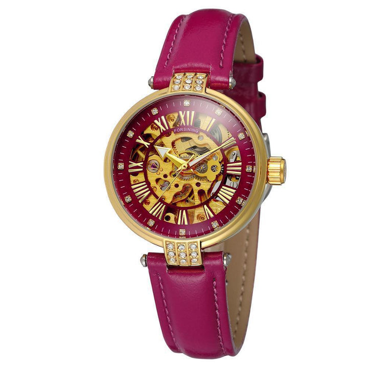 Forsining Ladies Fashion Casual Hollow Waterproof Automatic Mechanical Watch - Trendha