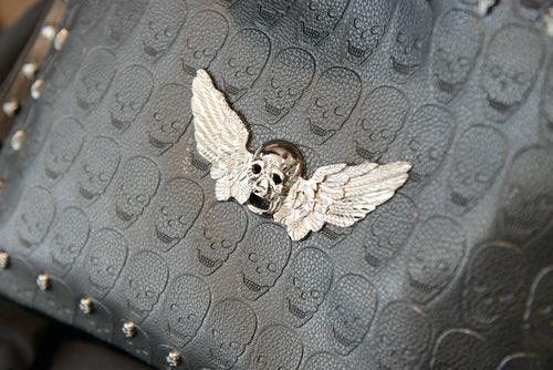 Ghost Head Skull Shoulder File Bag Rivets - Trendha