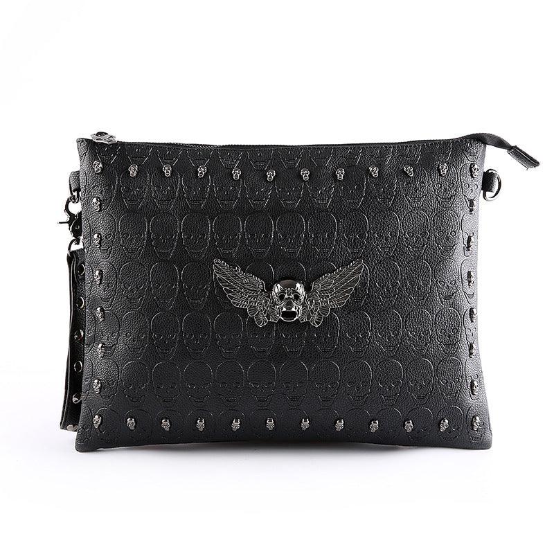 Ghost Head Skull Shoulder File Bag Rivets - Trendha