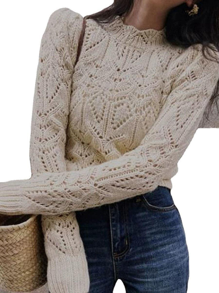 Heavy Work Hollow-out Crochet Knitted Air Conditioning Shirt - Trendha