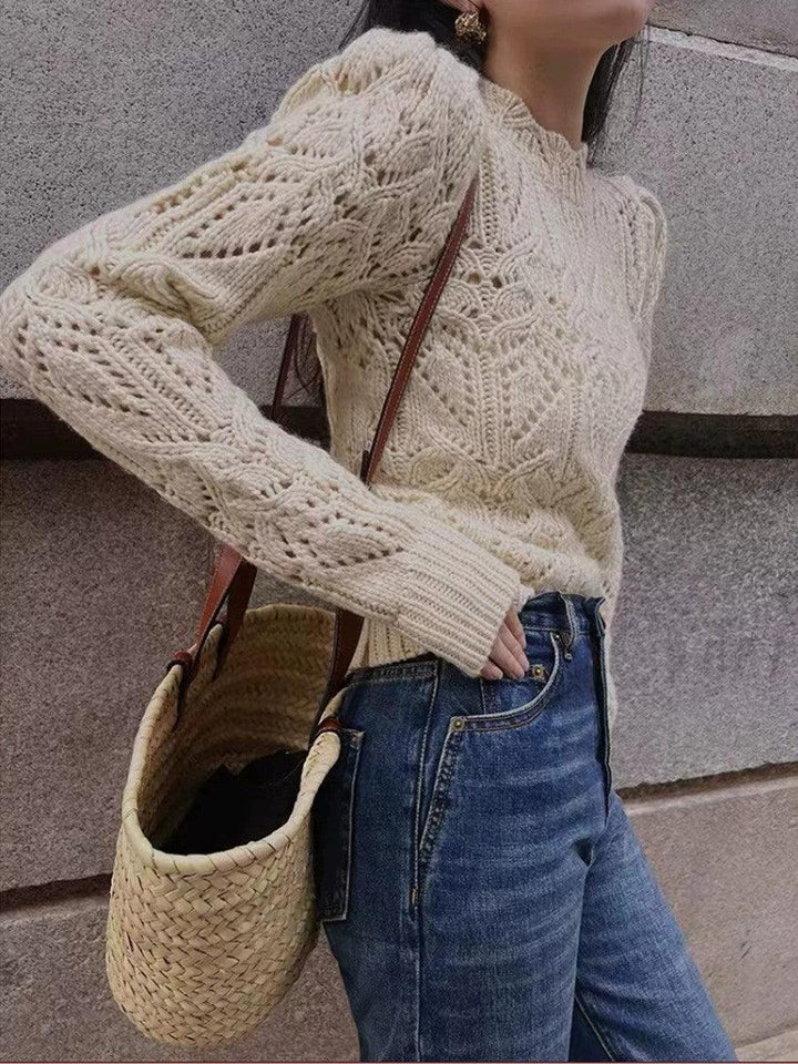 Heavy Work Hollow-out Crochet Knitted Air Conditioning Shirt - Trendha