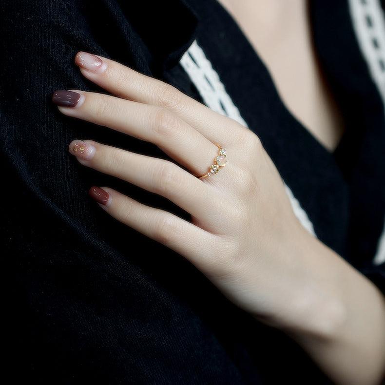 High-grade S925 Silver Plated Natural Opal Ring - Trendha