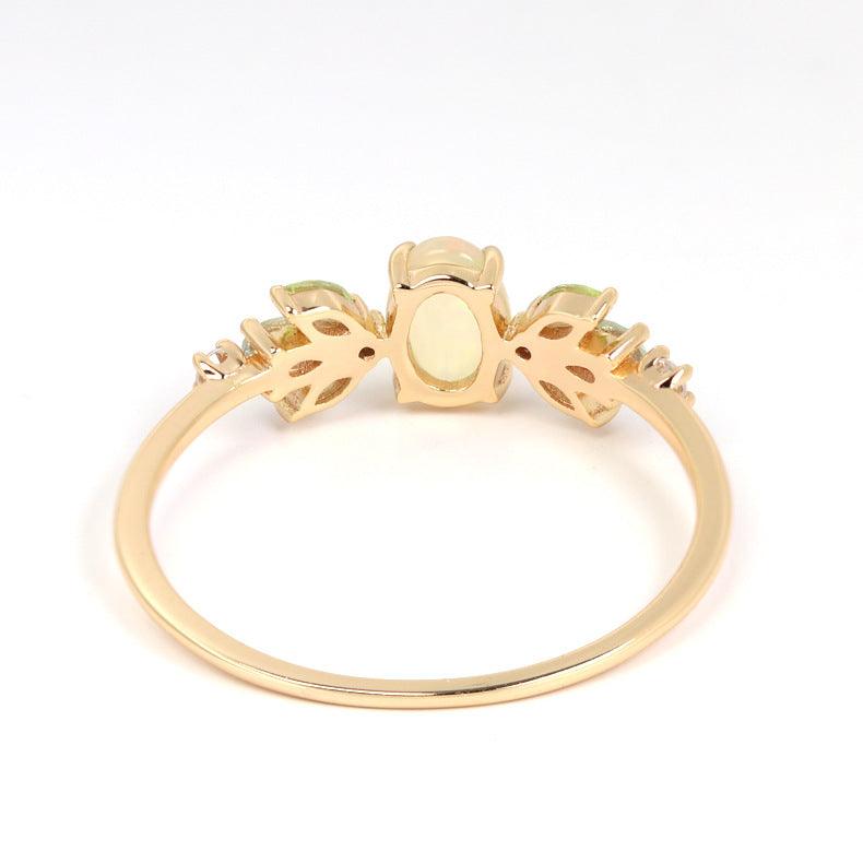 High-grade S925 Silver Plated Natural Opal Ring - Trendha