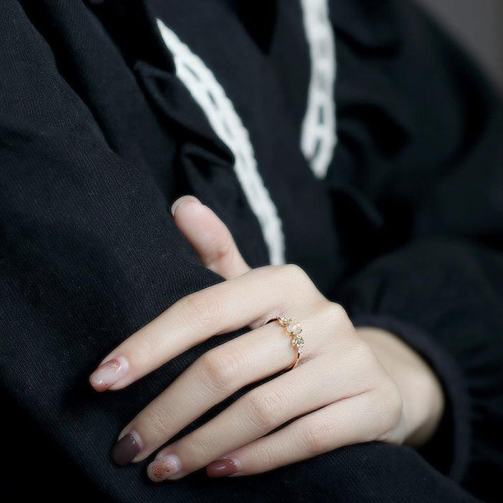High-grade S925 Silver Plated Natural Opal Ring - Trendha