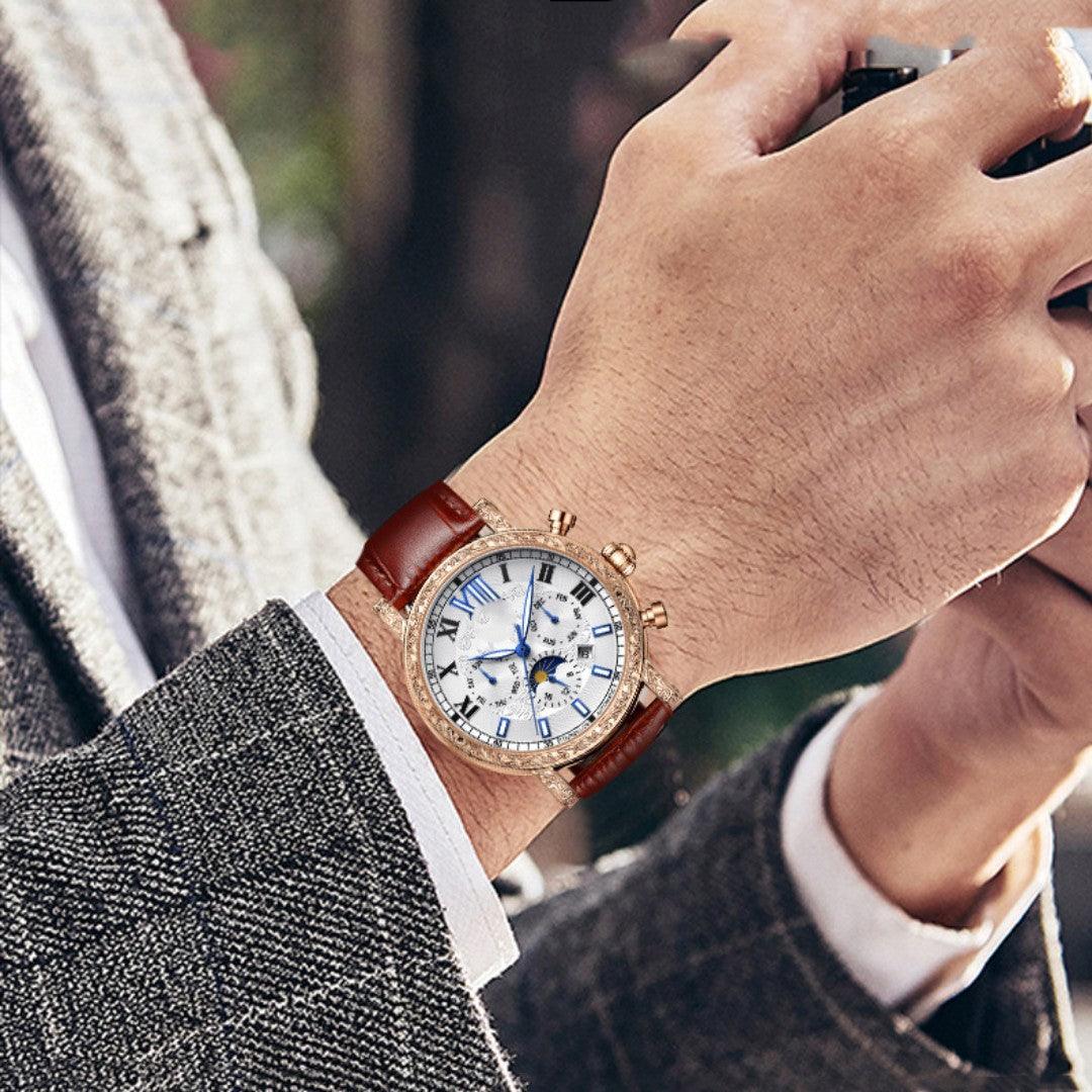 Hollow Flywheel Fully Automatic Mechanical Watch Men's Night Glow Waterproof - Trendha