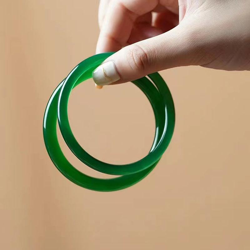 Jingle Bangle Female Natural Agate Chalcedony Bracelet Green Ice Seed Jade - Trendha