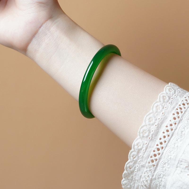 Jingle Bangle Female Natural Agate Chalcedony Bracelet Green Ice Seed Jade - Trendha