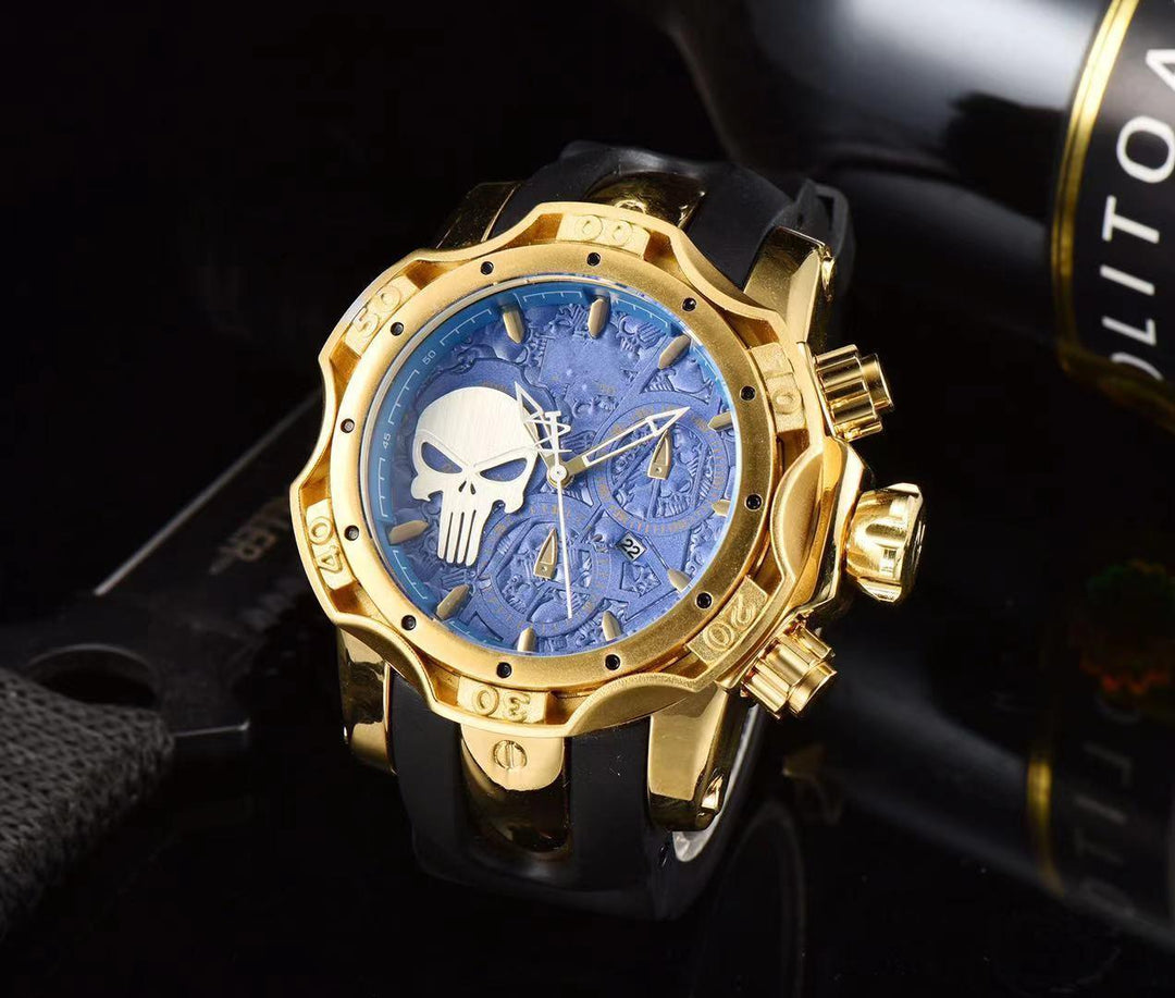 Large Dial Steel Band Quartz Solid Color Men's Watch - Trendha