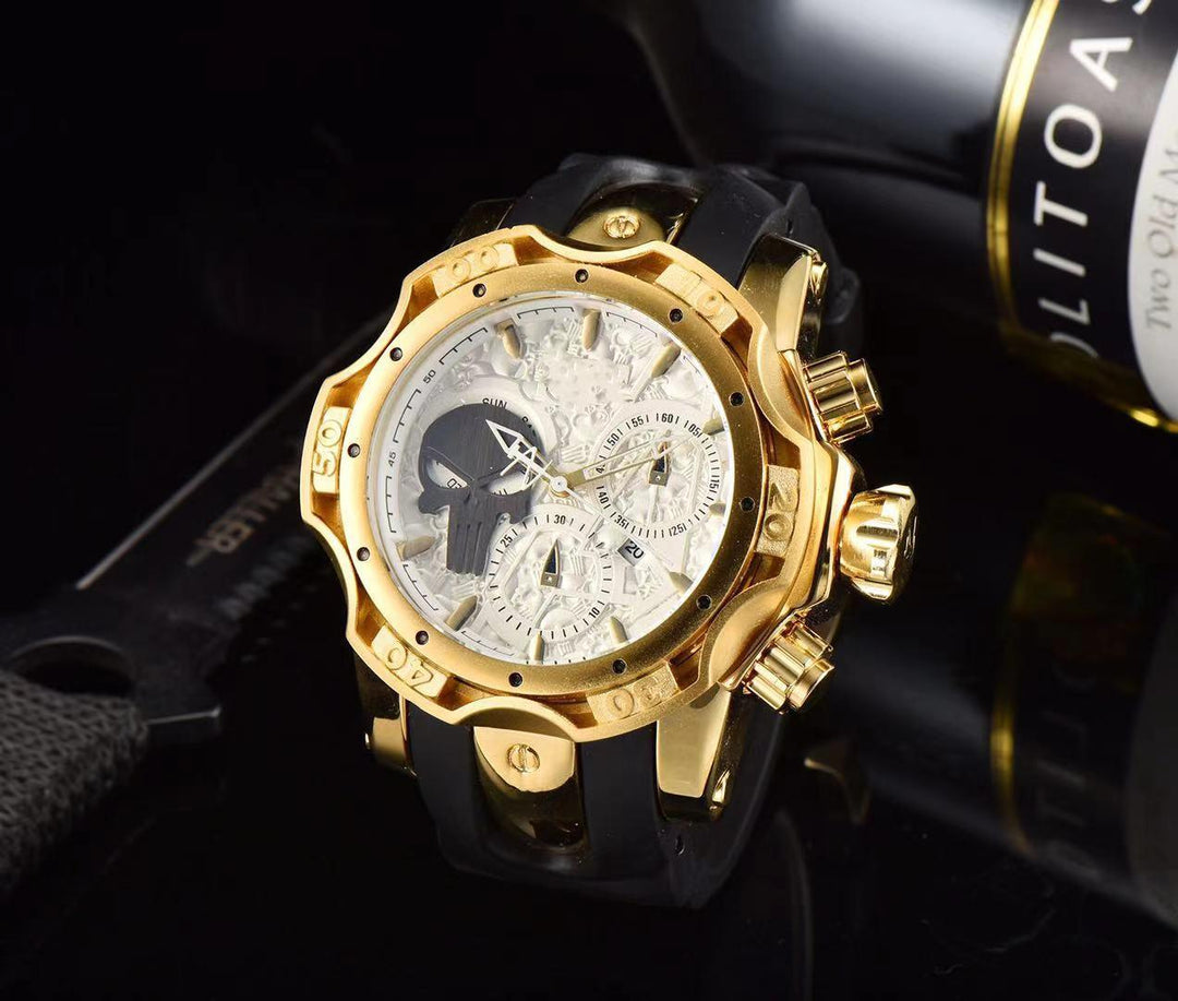 Large Dial Steel Band Quartz Solid Color Men's Watch - Trendha