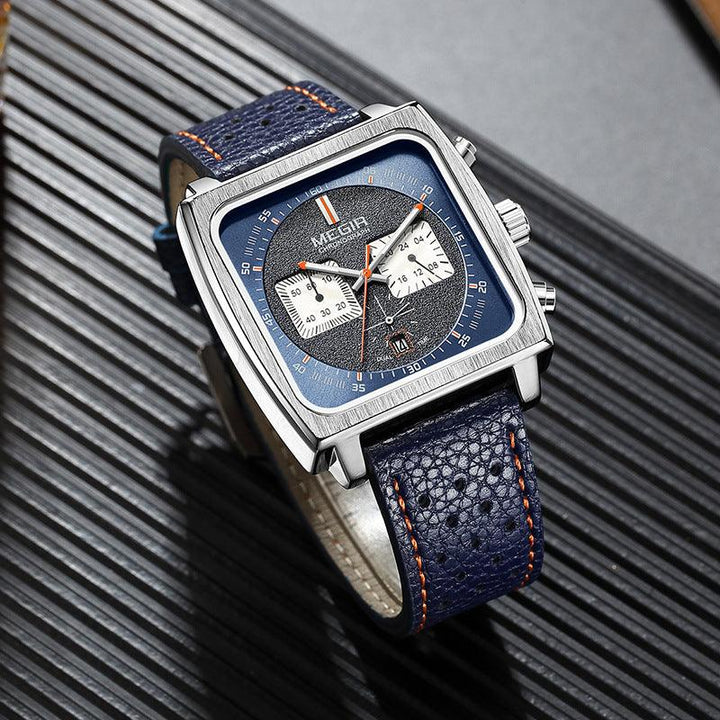 Men's Fashion Square Multifunction Waterproof Luminous Calendar Watch - Trendha