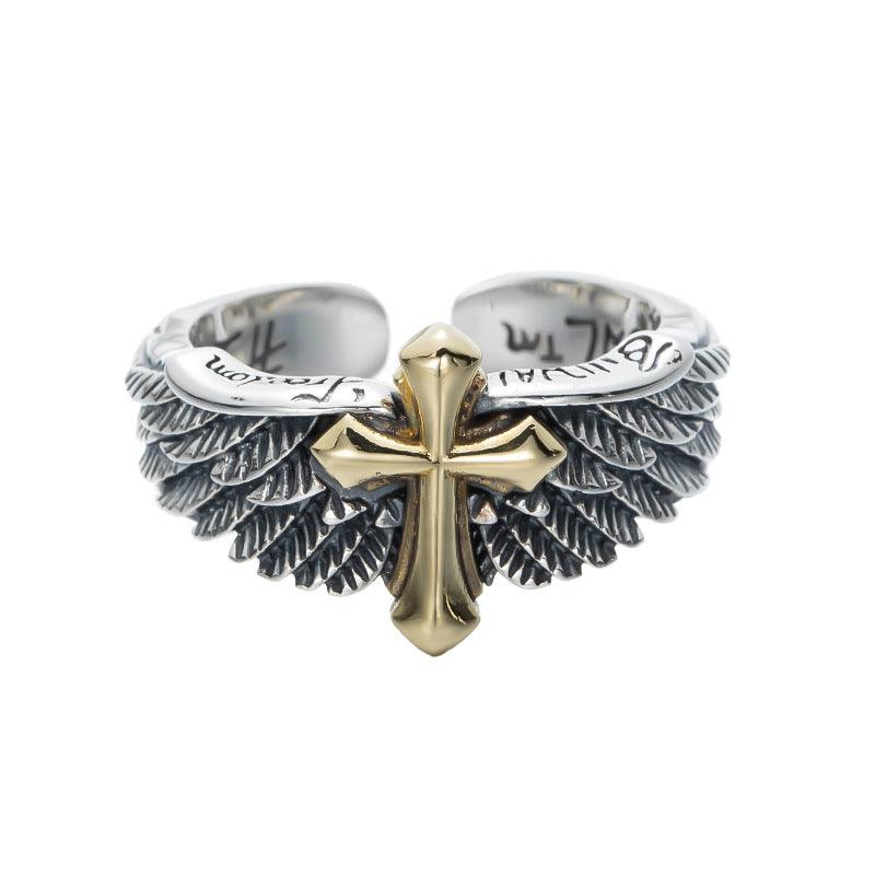 Men's Fashion Vintage Cross Wings Ring - Trendha