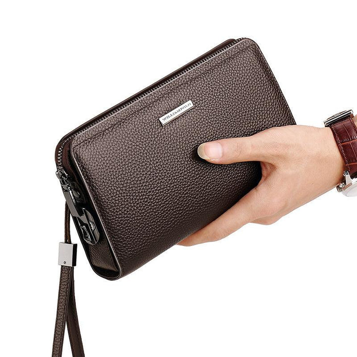 Men's Genuine Leather Combination Lock Clutch - Trendha