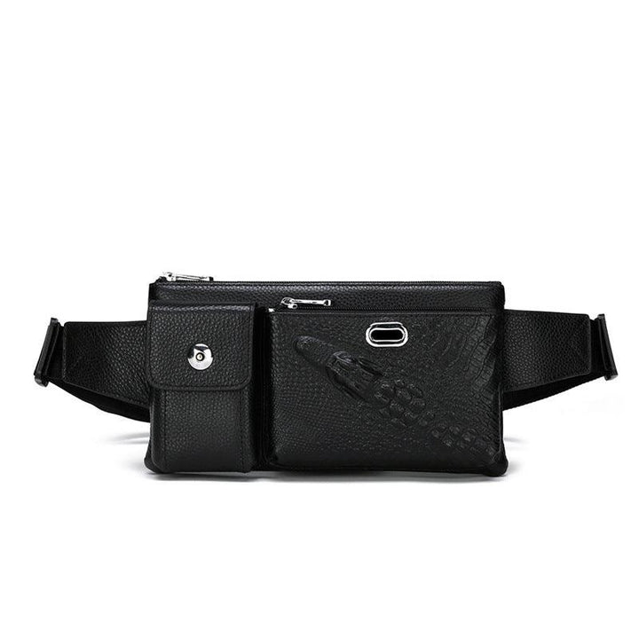 Men's Leather Top Layer Cowhide Running Chest Bag - Trendha