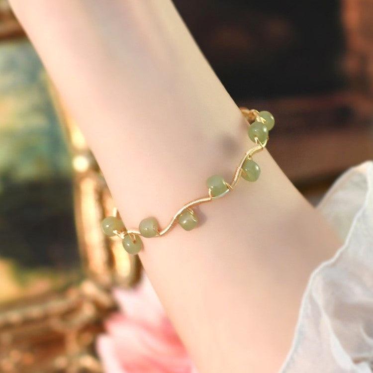 Natural Hetian Jade Bracelet Waves - Trendha