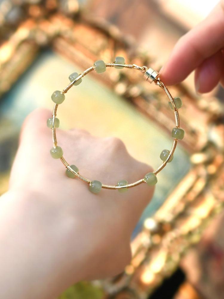 Natural Hetian Jade Bracelet Waves - Trendha