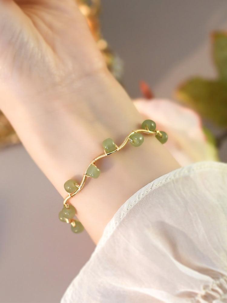 Natural Hetian Jade Bracelet Waves - Trendha