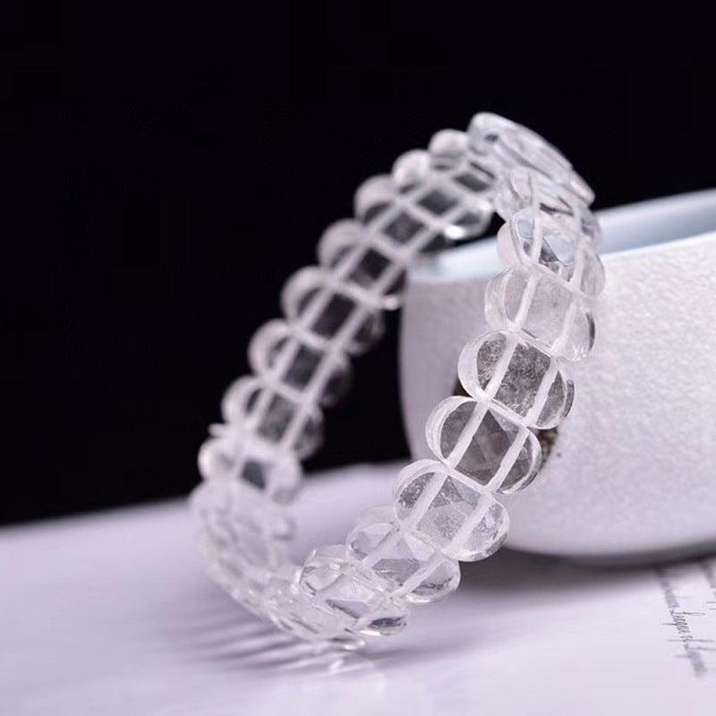 Natural White Crystal Single Loop Bracelet - Trendha