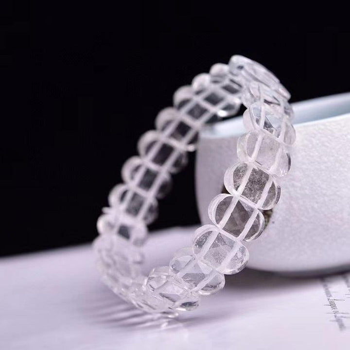 Natural White Crystal Single Loop Bracelet - Trendha
