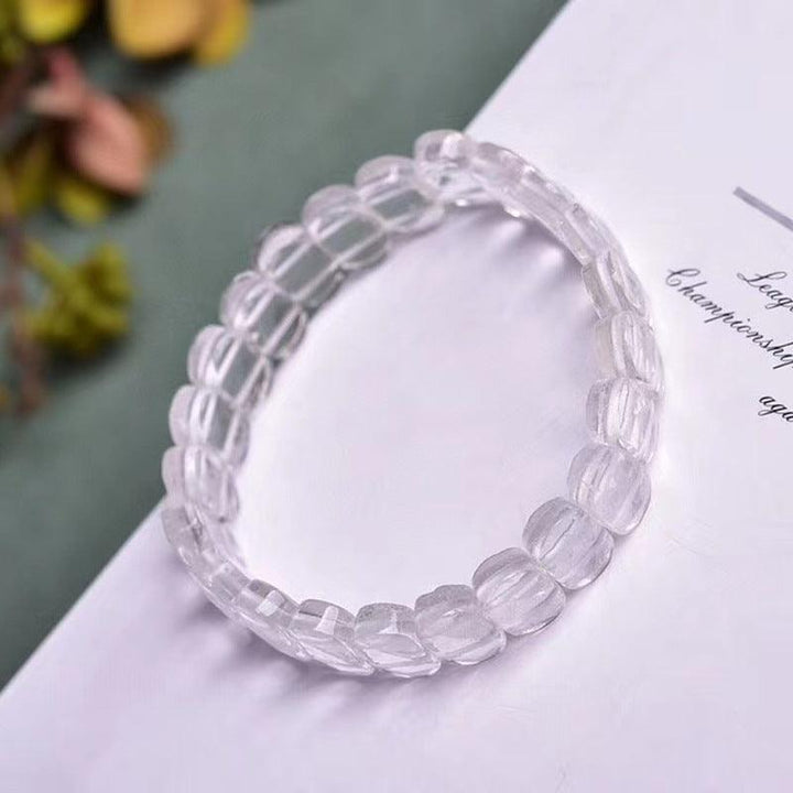 Natural White Crystal Single Loop Bracelet - Trendha