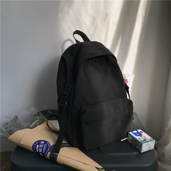 New Japanese And Korean Early High School Student Bag Nylon Solid Color Waterproof Lightweight Backpack College Students Couple Backpack - Trendha